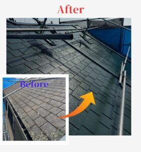 屋根塗装　屋根　塗装　外観　屋根工事　ビフォーアフター　施工前　施工後